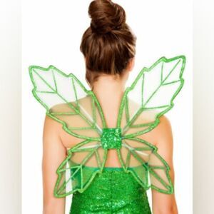 Green Fairy Wings Glitter Costume Accessory Fairycore Girly Tinkerbell One Size